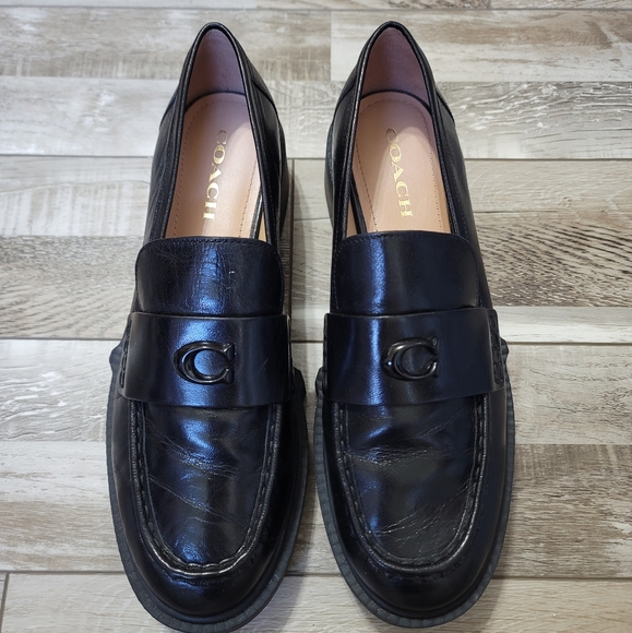 Coach Leah Loafer Black Leather Size 11 - Picture 2 of 11